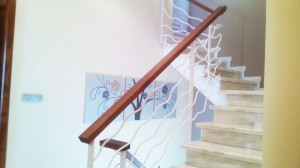 rustic hand railing with wooden hand rest  - General Metal Works Malta